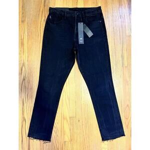 RT: $310 Helmet Lang High Rise Fray Crop Women’s 29x28 Denim Jeans Black USA